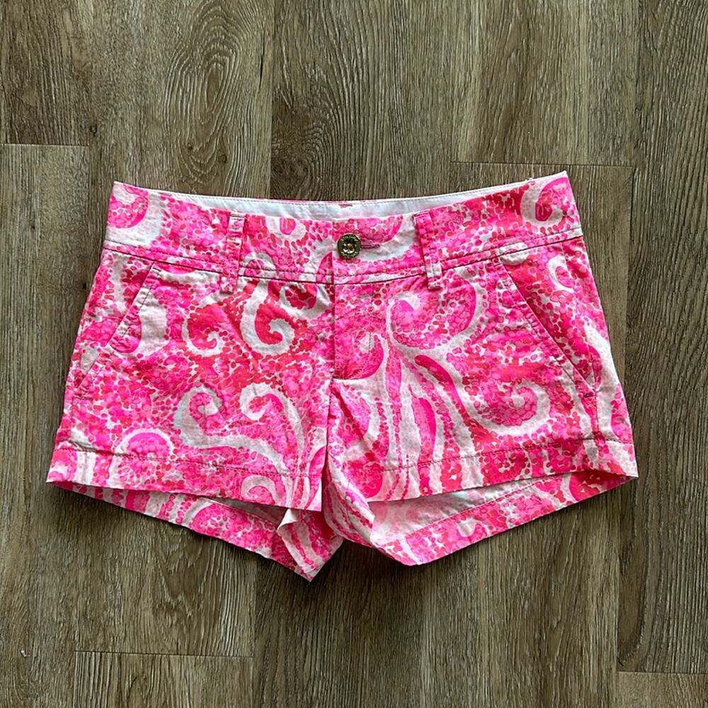 Lilly Pulitzer Walsh Shorts Pink Pout Size 00 Preppy Resortwear Cotton